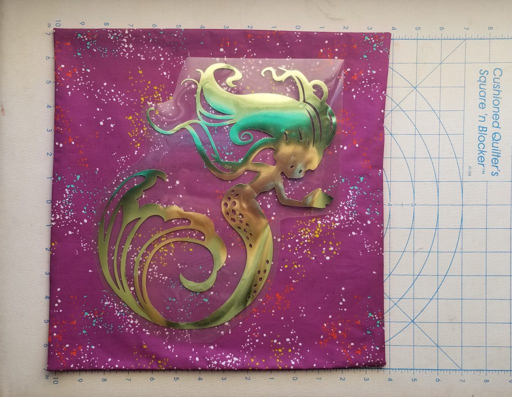 place heat transfer vinyl over your project