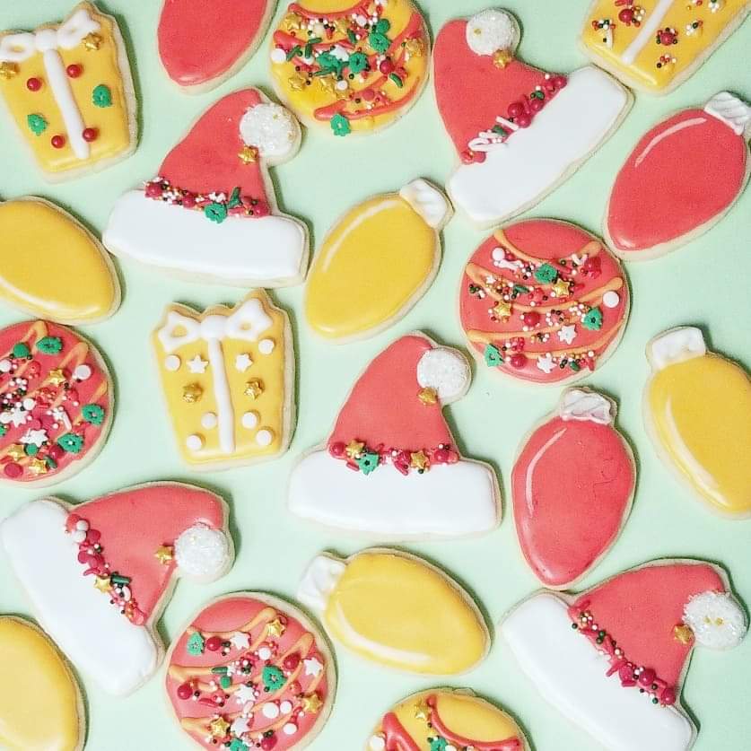 santa hat ornament lights sugar cookies