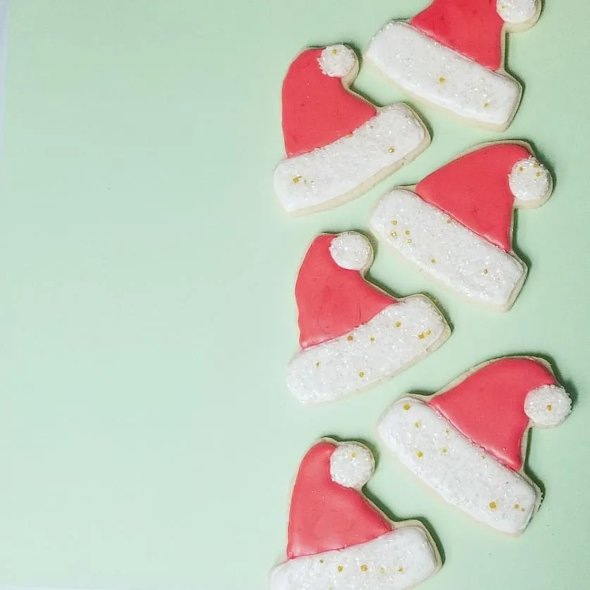 santa hat sugar cookies