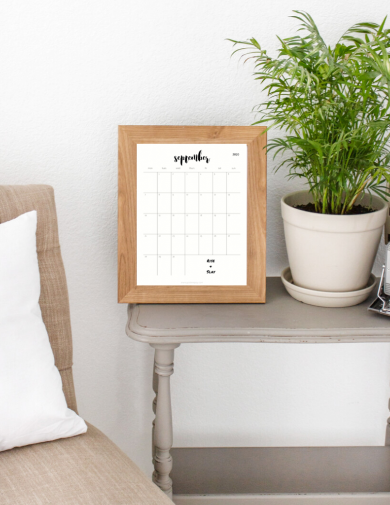 2020 family monthly calendar in living room